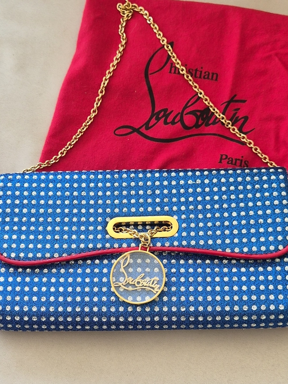 Christian Louboutin Riviera Wonder Woman Crystal Flap Chain Bag Runway Milan